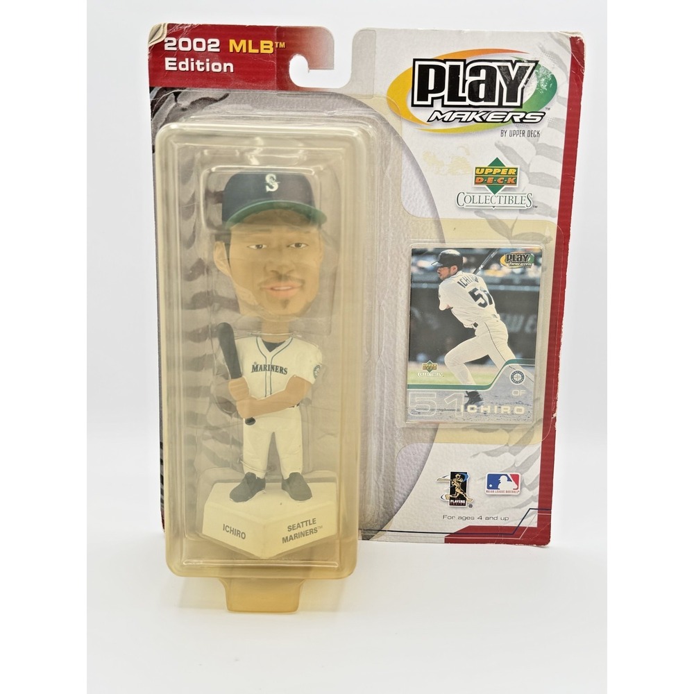Ichiro Bobblehead 2002 Upper Deck PlayMakers MLB Mariners – Sealed, Yellowed